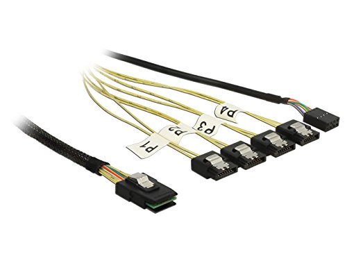 Delock Kabel mini SAS SFF-8087 > 4 x SATA 7 Pin Reverse + Sideband 1 m von DeLOCK