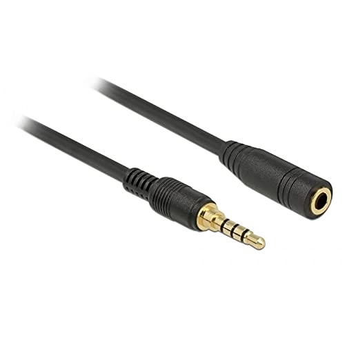 Delock Klinkenverlängerungskabel 3,5 mm 4 Pin Stecker zu Buchse 2 m schwarz von DeLOCK