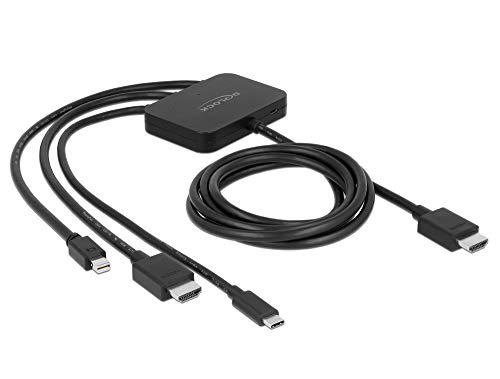 Delock Multiport 3 in 1 Adapterkabel mit USB C, Mini Displayport und HDMI auf HDMI 4K, 1,8 m, Ideal für Beamer und Präsentationen, 85830 von DeLOCK