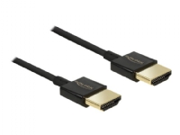 Delock Slim Premium - HDMI-Kabel mit Ethernet - HDMI-Stecker auf HDMI-Stecker - 4,5 m - Dreifach-Schirm-Paar - schwarz - 4K-Unterstützung von DeLOCK