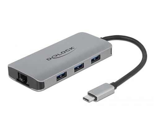 Delock USB 3.2 Gen 1 Hub mit 4 Ports und Gigabit LAN und PD von DeLOCK