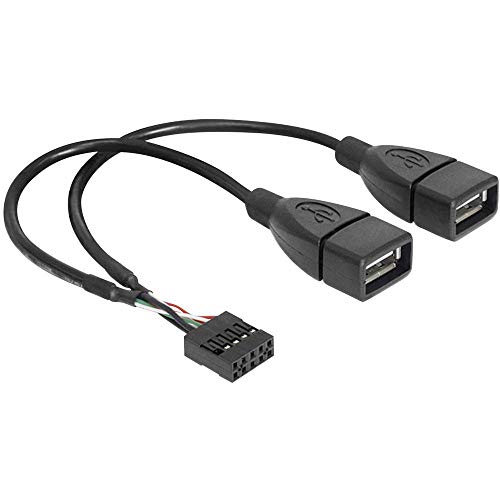 Delock USB-Kabel USB 2.0Pfostenstecker 8pol, USB-A Buchse 20.00cm Schwarz UL-Zertifiziert von DeLOCK