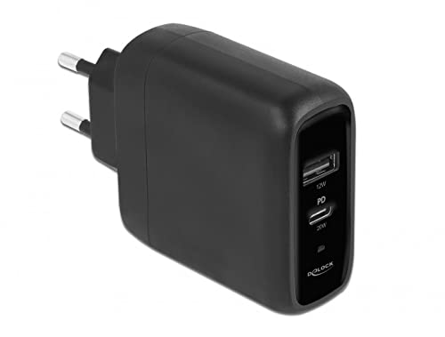 Delock USB Ladegerät USB Type-C™ PD 3.0 und USB Typ-A mit 20 W + 12 W von DeLOCK