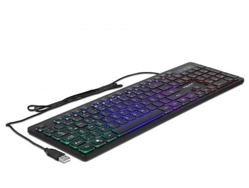 Delock USB Tastatur kabelgebunden 1,5 m schwarz mit RGB Beleuchtung von DeLOCK