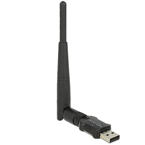 Delock WLAN USB2.0 Stick Dualband 2.4/5 GHz WLAN-AC 433 mit externen Antenne, 12462, Schwarz von DeLOCK