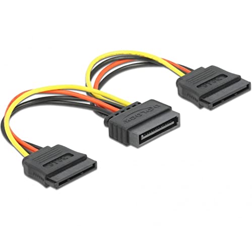 I/O Adapter DELOCK 1xSATA-St>2x SATA-Bu. / Adapter Power SATA HDD 2x > 15 Pin - St 15 cm von DeLOCK