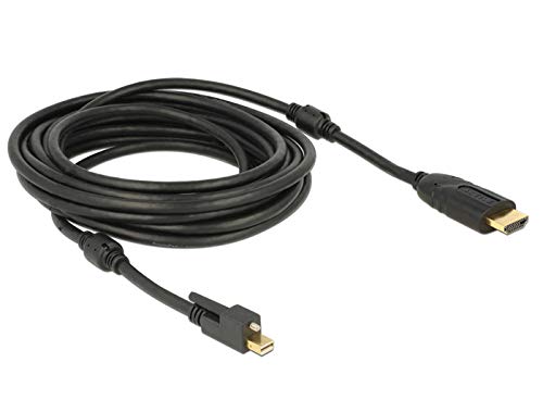 Kabel Mini Displayport 1.2 Stecker mit Schraube an HDMI Stecker 4K Aktiv schwarz 5m, Delock® [83732] von DeLOCK