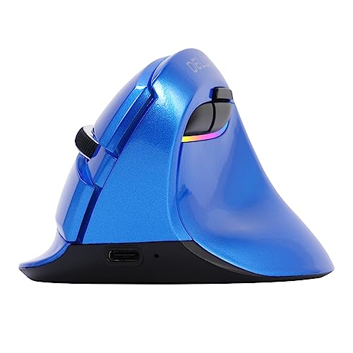 DeLUX Ergonomische Maus Kabellos, Wiederaufladbar Mini Vertikale Maus, Silent Click, 6 Tasten, 4000 DPI, RGB Licht, Multigerät, für Karpaltunnel, für Computer/Laptop/PC/Mac (M618MINI-Blau) von DeLUX