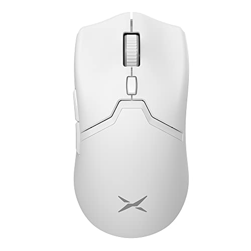 DeLUX Gaming Maus Kabellos, mit PAW3395 Sensor 26000DPI, Tri-Mode, Huano Pink Schalter, 80 Std. Akku, Matt UV Beschichtung, 72g Leicht, mit Glasskates und Grip Tape (M800PRO-Weiß) von DeLUX