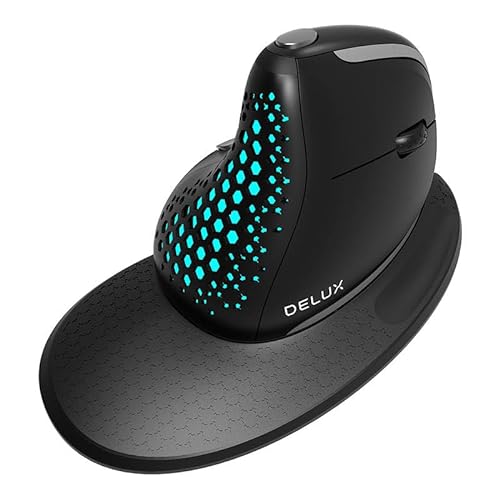 DeLUX Kabellose vertikale Maus M618XSU BT4.0 + 2,4 GHz 4000 DPI RGB von DeLUX