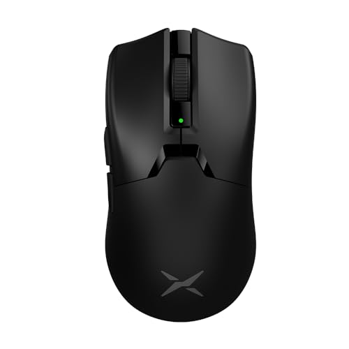 DeLUX M800Ultra Gaming Maus Kabellos, 49g Leichtgewicht, Nordic 52840 MCU, 1000Hz Polling Rate, PAW3395 Sensor 26000DPI, Tri-Mode, Huano Pink Schalter (Schwarz - 300mAh) von DeLUX