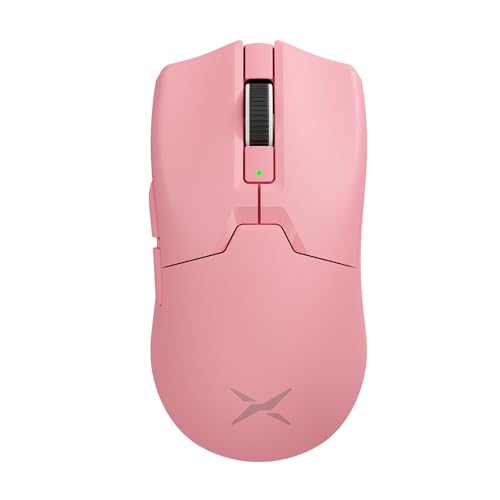 DeLUX M800Ultra Gaming Maus Kabellos, 55g, Nordic 52840 MCU, 1000Hz Polling Rate, PAW3395 Sensor 26000DPI, bis zu 120 Stunden Akkulaufzeit, Tri-Mode, Huano Pink Schalter (Rosa - 600mAh) von DeLUX