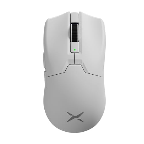 DeLUX M800Ultra Gaming Maus Kabellos, 55g, Nordic 52840 MCU, 1000Hz Polling Rate, PAW3395 Sensor 26000DPI, bis zu 120 Stunden Akkulaufzeit, Tri-Mode, Huano Pink Schalter (Weiß - 600mAh) von DeLUX