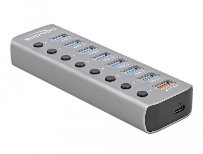 DeLOCK Externer USB 3.2 Gen 1 Hub mit 7 Ports und USB-C PD 3.0 Port + 1 Schne... von DeLock