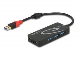 DeLOCK Externer USB 3.2 Hub USB Type-A zu USB Type-A / 2 Slot Card Reader von DeLock