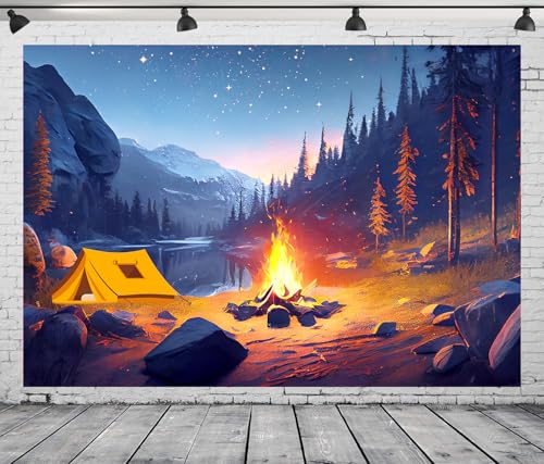 DePhoto Camping-Hintergrund, Wald-Szene, Lagerfeuer-Hintergrund für Camping, Mottoparty, Geburtstagsparty, Fotoshooting, Dekorationen, Vinyl, 2,7 x 1,5 m DePhoto Camping-Hintergrund, Wald-Szene, Lagerfeuer-Hintergrund für Camping, Mottoparty, Geburtstagsparty, Fotoshooting, Dekorationen, Vinyl, 2,7 x 1,5 m von DePhoto