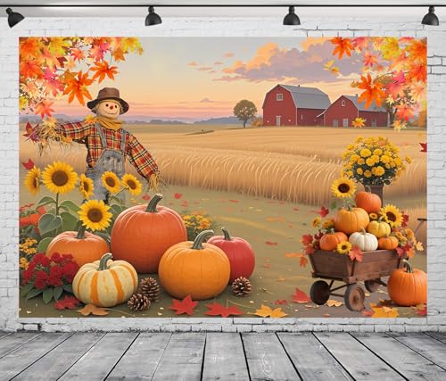 DePhoto Hintergrund für Herbst-Erntedankfest, Vogelscheuche, Sonnenblume, Herbsternte, ländliche Landschaft, Hintergrund für Baby, Geburtstag, Erntedankfest, Dekoration, Vinyl DePhoto Hintergrund für Herbst-Erntedankfest, Vogelscheuche, Sonnenblume, Herbsternte, ländliche Landschaft, Hintergrund für Baby, Geburtstag, Erntedankfest, Dekoration, Vinyl von DePhoto