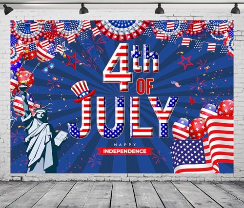 DePhoto Hintergrund für Unabhängigkeitstag, 4. Juli, Motiv: amerikanische USA-Flagge, Göttin der Freiheit, Ballon-Hintergrund für patriotische Soldaten, Party-Dekoration, Vinyl, 2,8 x 1,5 m DePhoto Hintergrund für Unabhängigkeitstag, 4. Juli, Motiv: amerikanische USA-Flagge, Göttin der Freiheit, Ballon-Hintergrund für patriotische Soldaten, Party-Dekoration, Vinyl, 2,8 x 1,5 m von DePhoto