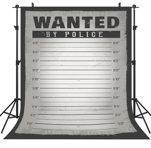 DePhoto Hintergrund mit Aufschrift "Wanted by Police Wanted by Police", Posterhintergrund für Mord, Mystery, Party, Western-Cowboy, Party-Dekoration, Fotostudio-Requisiten, Vinyl von DePhoto