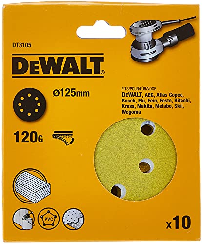 DeWALT Schleifscheibe 125 mm K120 8-L 10 Stück, DT3105-QZ von DeWalt