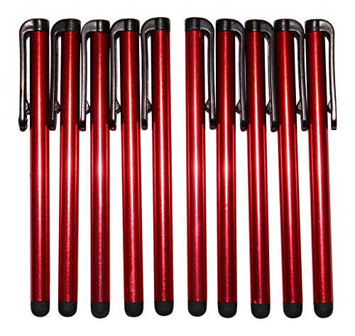 Dealbude24 - 10 Stück universal Touch Pen Eingabestift Pen für alle gängigen Smartphone und Tablet Stift Pen Touch Stylus für Handy Lang - Rot von Dealbude24