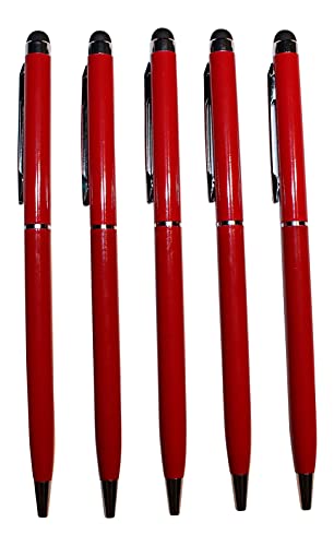 Dealbude24 5X Rot 2in1 Touch Display Kugelschreiber Stylus Eingabe Stift Pen Slim Pen von Dealbude24