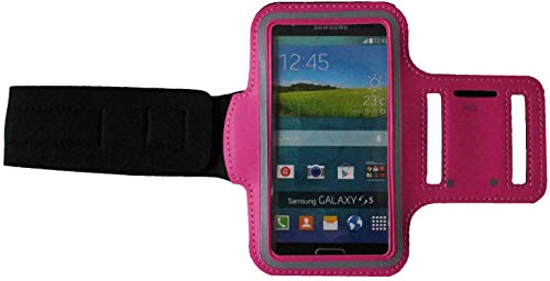 Fitness Sportarmband kompatibel für Apple iPhone 11 / MAX/XR / 12/12 Pro Armband Handy Oberarm Halter für Fitness, Joggen, Laufen Hülle Tasche Blank Groß Dunkel-Pink von Dealbude24