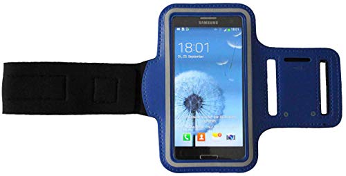 Fitness Sportarmband kompatibel für Apple iPhone X/XS Armband Handy Oberarm Halter für Fitness, Joggen, Laufen Hülle Tasche Blank Mittel Dunkel-Blau von Dealbude24
