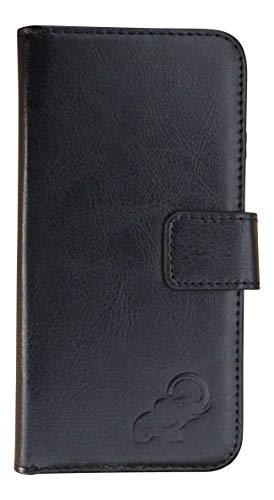 Handy Tasche kompatibel mit Apple iPhone 7 in Schwarz, Handy-Huelle Schutz-Tasche im Book-Style mit Flexibler Silikon Handy Halterung, Etui mit exklusivem Motiv Elefant von Dealbude24