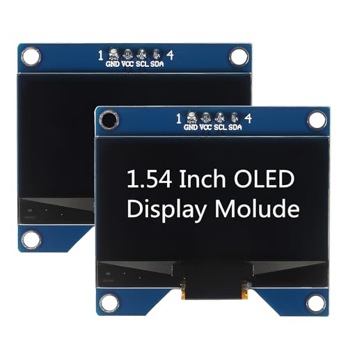 Dealikee 2 Stück 1,54 Zoll OLED I2C IIC Display-Modul, 128x64 Pixel SSD1309 Treiber Selbstleuchtende OLED-Bildschirmplatine Kompatibel mit Arduino Raspberry Pi, kommen mit Aufbewahrungsbox von Dealikee