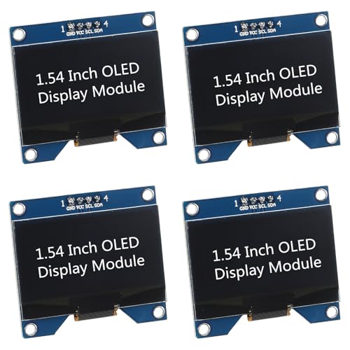 Dealikee 4 Stück 1,54 Zoll OLED I2C IIC Display-Modul, 128x64 Pixel SSD1309 Treiber Selbstleuchtende OLED-Bildschirmplatine Kompatibel mit Arduino Raspberry Pi, kommen mit Aufbewahrungsbox von Dealikee