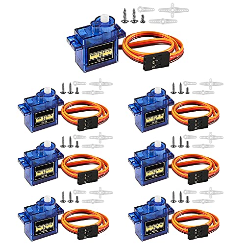 Dealikee 7Pcs Micro Servo Motor Kit Mini 9G for RC Robot Arm/Hand/Walking Helicopter Airplane Car Boat Control with Cable Dealikee 7Pcs Micro Servo Motor Kit Mini 9G for RC Robot Arm/Hand/Walking Helicopter Airplane Car Boat Control with Cable von Dealikee