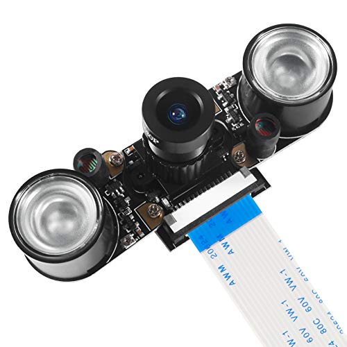 Dealikee kompatibel mit Raspberry Pi Kamera Nachtsicht Infrarot Kameramodul 5MP OV5647 Webcam Einstellbare Kamera Video 1080p mit 2 Infrarot-IR-LED-Licht-HD-Webcam für Raspberry pi 3 B+/3B/2B/4B. von Dealikee