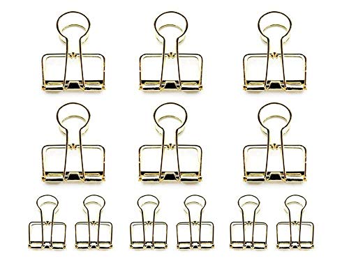 DealsEuro 12pcs Golden Lange Schwanzklammer?Foldback-Klammer | Für Schule, Büro, Bullet Journal und Schreibtisch Organizer | Pack (Gold) von DealsEuro