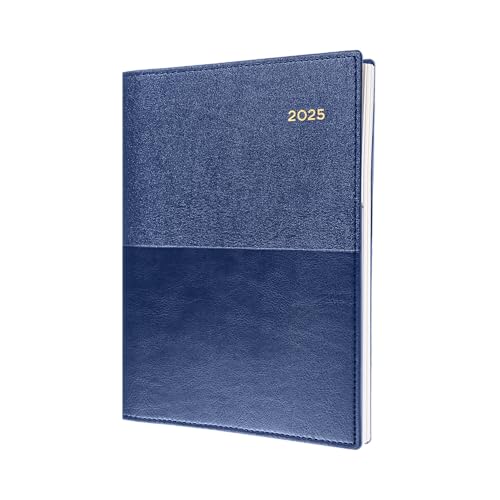 Collins Valour 2025 Planer – A5 Tagesansicht, Terminplaner (mit Terminen) – Marineblau – (VAL251.59–25) – Professioneller Tagesplaner mit duostrukturiertem PU-Ledereinband von Collins