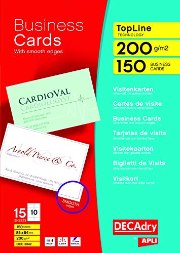 Decadry Topline-Visitenkarten, glatt, weiß, Ref OCC3342, 150er-Pack von Decadry