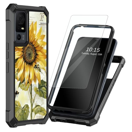 Decahouy Schutzhülle für TCL 40XE 5G / TCL 40X 16,7 cm (6,5 Zoll), mit Displayschutzfolie, schwer, zweilagig, dünn, stoßfest, stoßfest, langlebig, schwarze Handyhülle für TCL 40 X 5G (16,7 cm), schöne von Decahouy
