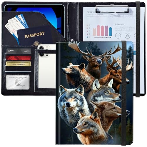 Leder-Padfolio-Portfolio-Ordner mit Klemmbrett, personalisierter A4-Briefgröße, Lebenslauf-Organizer, Schreibblock und Kartenhalter für Männer und Frauen, Büro, Wolfbär und Hirsch Leder-Padfolio-Portfolio-Ordner mit Klemmbrett, personalisierter A4-Briefgröße, Lebenslauf-Organizer, Schreibblock und Kartenhalter für Männer und Frauen, Büro, Wolfbär und Hirsch von Decahouy