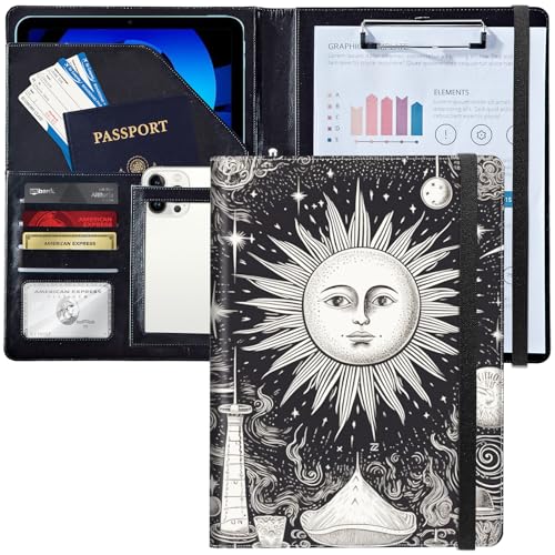 Padfolio/Portfolio-Ordner, Klemmbrett, Sonne und Mond und Stern, personalisiertes Leder-Portfolio, Padfolio mit Lebenslauf-Dokumenten, Organizer, Briefgröße, A4, Schreibblock, Visitenkartenhalter für Padfolio/Portfolio-Ordner, Klemmbrett, Sonne und Mond und Stern, personalisiertes Leder-Portfolio, Padfolio mit Lebenslauf-Dokumenten, Organizer, Briefgröße, A4, Schreibblock, Visitenkartenhalter für von Decahouy
