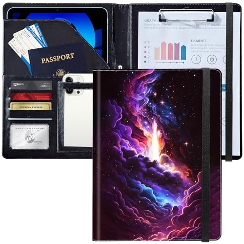 Padfolio/Portfolio-Ordner, Klemmbrett, kosmischer Sternenhimmel, personalisiertes Leder-Portfolio, Padfolio mit Lebenslauf-Dokumenten, Organizer, Briefgröße, A4, Schreibblock, Visitenkartenhalter für Padfolio/Portfolio-Ordner, Klemmbrett, kosmischer Sternenhimmel, personalisiertes Leder-Portfolio, Padfolio mit Lebenslauf-Dokumenten, Organizer, Briefgröße, A4, Schreibblock, Visitenkartenhalter für von Decahouy