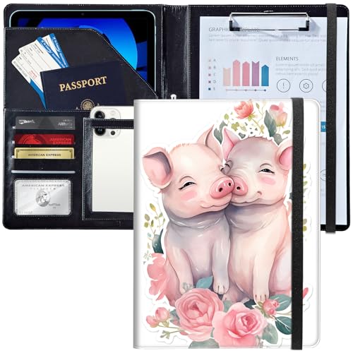 Padfolio/Portfolio-Ordner, Klemmbrett, niedliches Blumenschwein, personalisiertes Leder-Portfolio, Padfolio mit Lebenslauf-Dokumenten, Organizer, Briefgröße, A4, Schreibblock, Visitenkartenhalter für Padfolio/Portfolio-Ordner, Klemmbrett, niedliches Blumenschwein, personalisiertes Leder-Portfolio, Padfolio mit Lebenslauf-Dokumenten, Organizer, Briefgröße, A4, Schreibblock, Visitenkartenhalter für von Decahouy