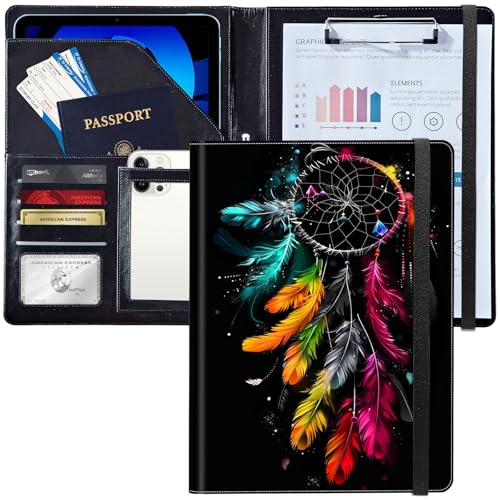 Padfolio/Portfolio-Ordner, Klemmbrett, personalisiertes Leder-Portfolio, Padfolio mit Lebenslauf-Dokumenten, Organizer, Briefgröße, A4, Schreibblock, Visitenkartenhalter für Männer und Frauen, bunte Padfolio/Portfolio-Ordner, Klemmbrett, personalisiertes Leder-Portfolio, Padfolio mit Lebenslauf-Dokumenten, Organizer, Briefgröße, A4, Schreibblock, Visitenkartenhalter für Männer und Frauen, bunte von Decahouy