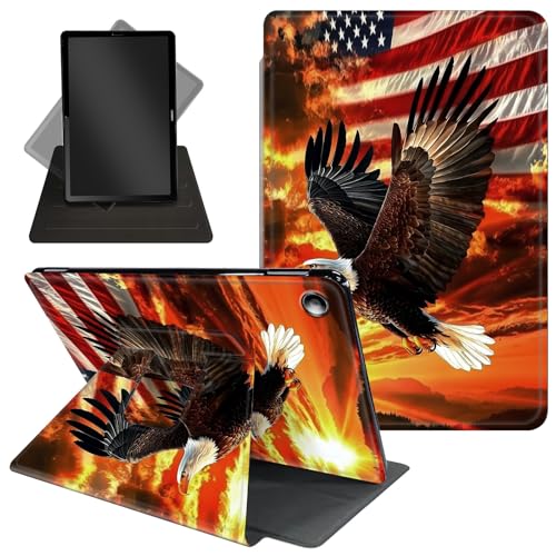 Schutzhülle für Amazon Kindle Fire HD 10 Tablet & Fire HD 10 Plus (11. Generation, Version 2021), 25,7 cm (10,1 Zoll), 360 Grad drehbarer Ständer, Aufwach-/Schlaf-Funktion, amerikanische Flagge von Decahouy