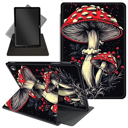 Schutzhülle für Amazon Kindle Fire Max 11 (Version 2023 13. Generation), um 360 Grad drehbarer Ständer, Schutzhülle mit automatischer Auf-/Schlaf-Funktion für Kindle Fire Max 11 Tablet, Vintage-Pilze von Decahouy