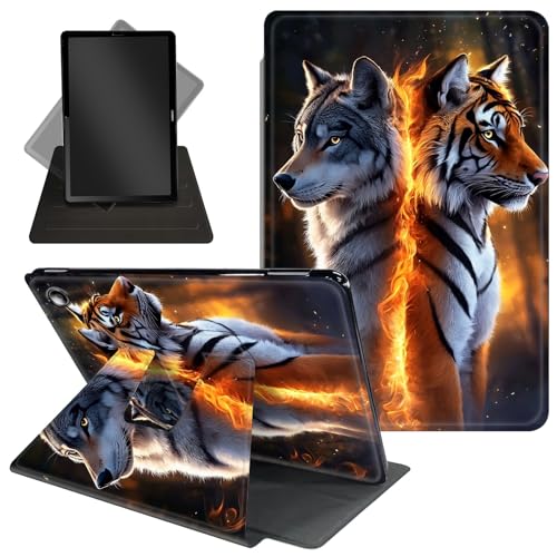 Schutzhülle für Amazon Kindle Fire Max 11 (Version 2023 13. Generation), um 360 Grad drehbarer Ständer, Schutzhülle mit automatischer Auf-/Schlaf-Funktion für Kindle Fire Max 11 Tablet, ein Wolf und von Decahouy