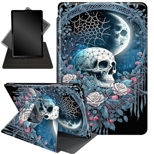 Schutzhülle für Microsoft Surface Pro 8 (Version 2021), 360 Grad drehbarer Ständer, Schutzhülle mit automatischer Up/Sleep-Funktion für Surface Pro 8 13 Zoll 2021 Tablet, Totenkopf-Rosen, Blumenmuster von Decahouy