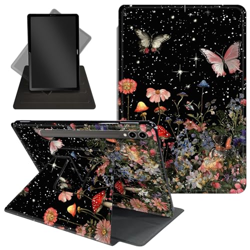 Schutzhülle für Samsung Galaxy Tab S10 Plus/S9 FE Plus/S9 Plus 5G Tablet 12,4 Zoll Hülle, 360 Grad drehbarer Ständer, Schutzhülle mit automatischer Up-/Sleep-Funktion für Tab S10 Plus, Sterne, Blumen von Decahouy
