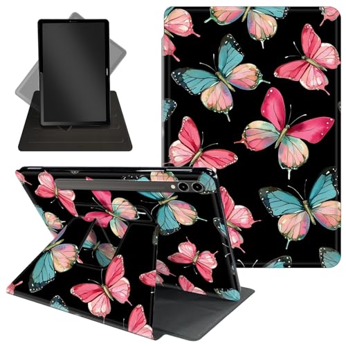 Schutzhülle für Samsung Galaxy Tab S10 Ultra/Tab S9 Ultra Tablet 360 Grad drehbarer Ständer, Schutzhülle mit automatischer Auf-/Schlaf-Funktion für Tab S10 Ultra, bunte Schmetterlinge Schutzhülle für Samsung Galaxy Tab S10 Ultra/Tab S9 Ultra Tablet 360 Grad drehbarer Ständer, Schutzhülle mit automatischer Auf-/Schlaf-Funktion für Tab S10 Ultra, bunte Schmetterlinge von Decahouy