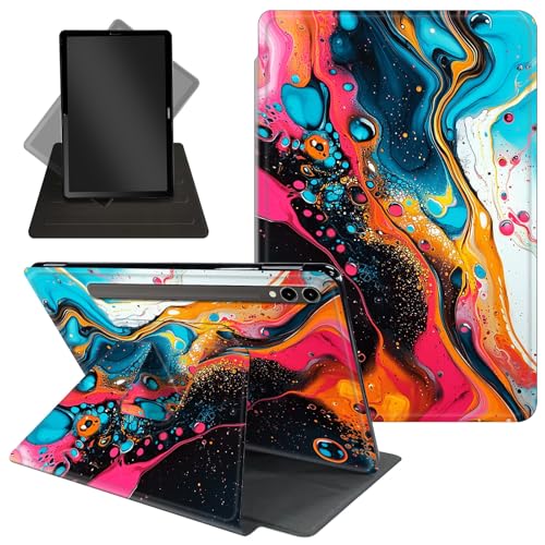 Schutzhülle für Samsung Galaxy Tab S10 Ultra/Tab S9 Ultra Tablet 360 Grad drehbarer Ständer, Schutzhülle mit automatischer Auf-/Schlaf-Funktion für Tab S10 Ultra, bunter Wirbel von Decahouy