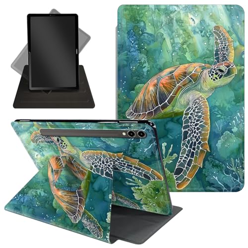 Schutzhülle für Samsung Galaxy Tab S10 Ultra/Tab S9 Ultra Tablet 360 Grad drehbarer Ständer, Schutzhülle mit automatischer Auf-/Schlaf-Funktion für Tab S10 Ultra, niedliche Meeresschildkröte von Decahouy